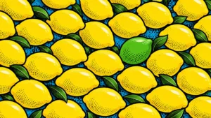 Patrón pop art de limones y una lima