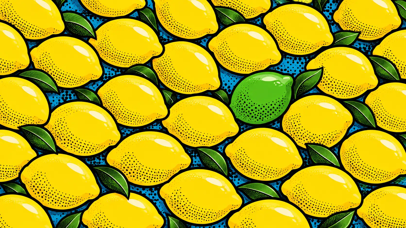 Patrón pop art de limones y una lima
