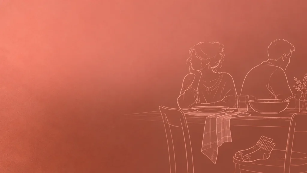 dibujo de una pareja enfadada en un fondo rosa