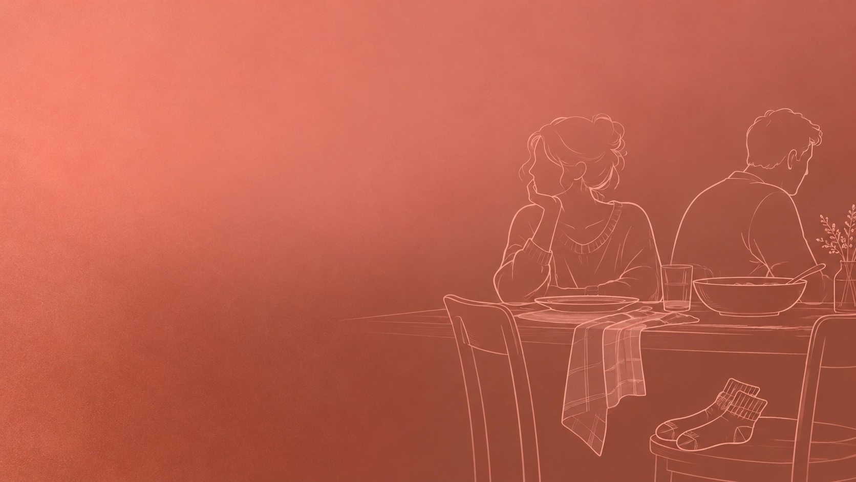 dibujo de una pareja enfadada en un fondo rosa
